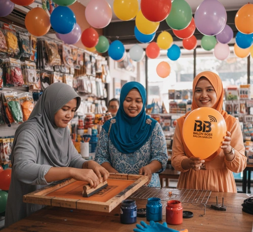 proses cetak balon sablon custom di vendor big boss balon