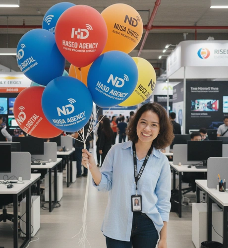 produk balon sablon dari big boss balon pada suatu event di bekasi