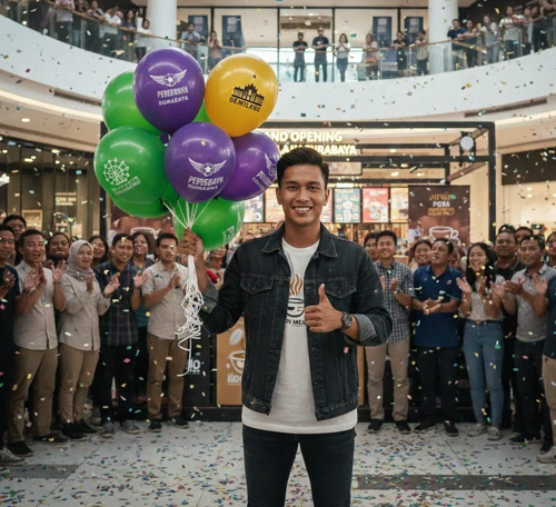 balon sablon dari big boss balon pada event di mall Surabaya