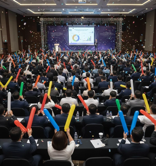 balon tepuk dari big boss balon digunakan di sebuah seminar motivasi di depok