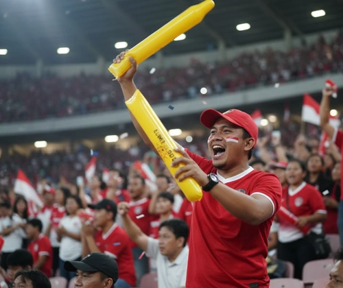 balon tepuk digunakan oleh suporter sepakbola di bogor