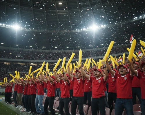 penggunaan balon tepuk dalam memeriahkan suasana pertandingan