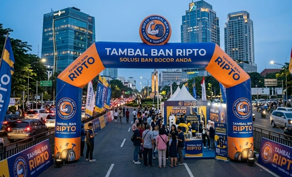 penggunaan balon gate dari big boss balon di event promosi brand di pusat kota