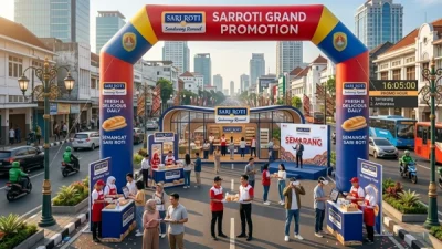 Event promosi brand di pusat kota dengan desain full branding