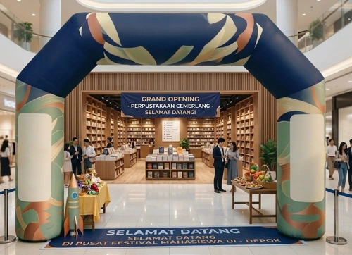 balon gate big boss balon di grand opening toko buku Depok