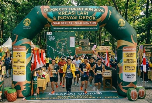 balon gate start finish di lomba lari depok