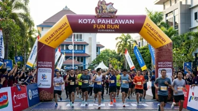 Fun run dengan balon gate start finish ukuran besar di surabaya