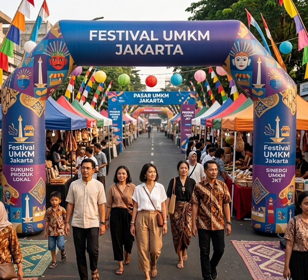 festival umkm di Jakarta menyewa balon gate dari Big Boss Balon